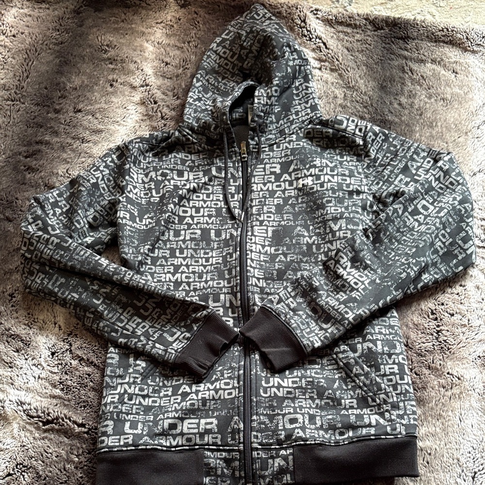 Under Armour Text Pattern Zip-Up Jacket • Sz Medium